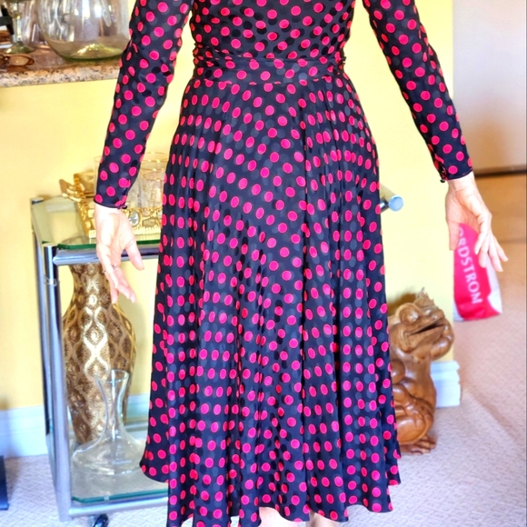 Albert Nipon Silk Dress Red Polkadot - Picture 12 of 13